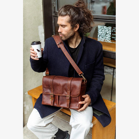 Roma Cognac Leather Camera Bag