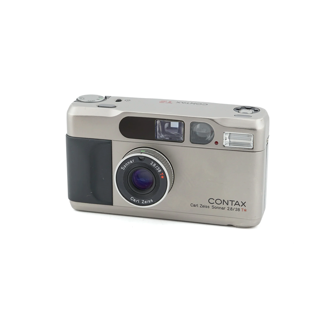 Contax T2 Silver Carl Zeizz Sonar 2.8 - 35mm Film Camera Mint  · main image