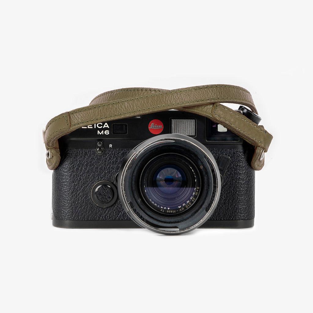 Roma #103 - Olive Green Leather camera strap · main image