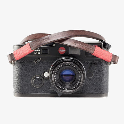 Tokyo #102 - Brown & Red leather camera strap