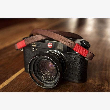 Tokyo #102 - Brown & Red leather camera strap