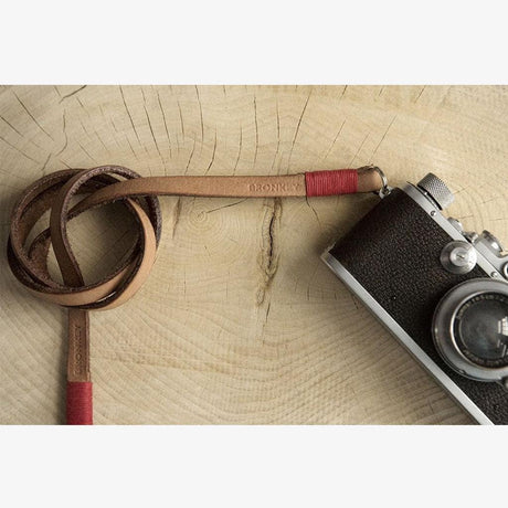 Tokyo #103 - Tanned & Red leather camera strap